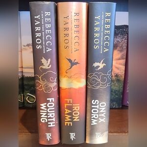 Fourth Wing (Holiday Edition), Iron Flame & Onxy Storm (All First Editions).